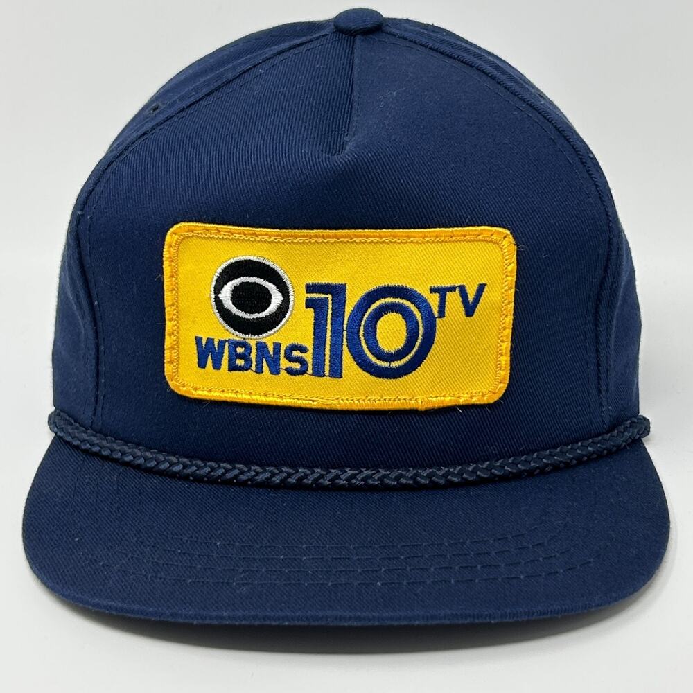 Vintage 80s WBNS 10TV Hat Baseball Cap Columbus Ohio CBS News Rope Snapback Blue